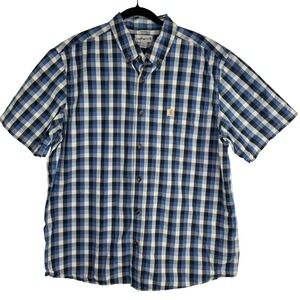 Carhartt‎ Shirt Mens XL Blue Plaid Short Sleeve Button Down Relaxed Fit 103005